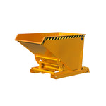 Tippcontainer 4A / S4A 1200 i orange RAL 2000, automatisk funktion för låsning och tippning.