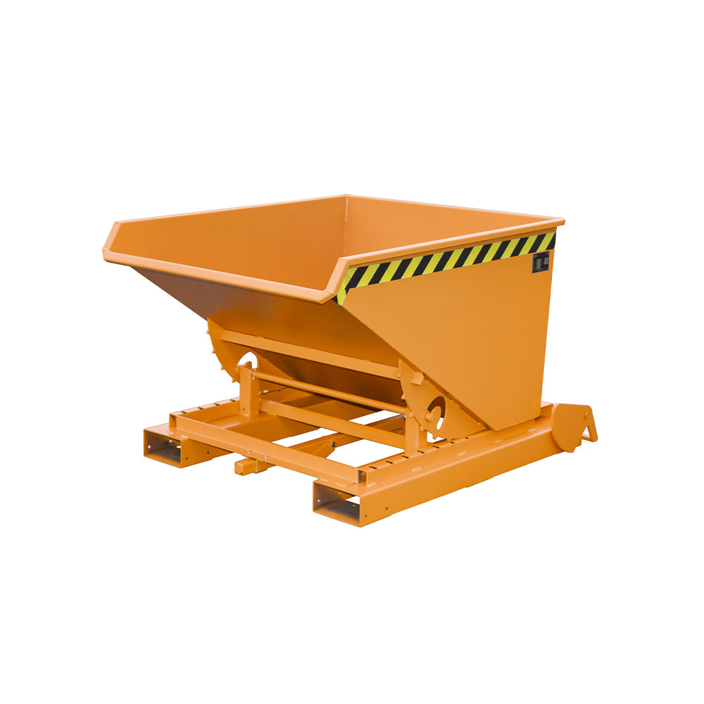 Automatisk tippcontainer 4A / S4A 600 i orange RAL 2000, tömningsfunktion för flera lägen.