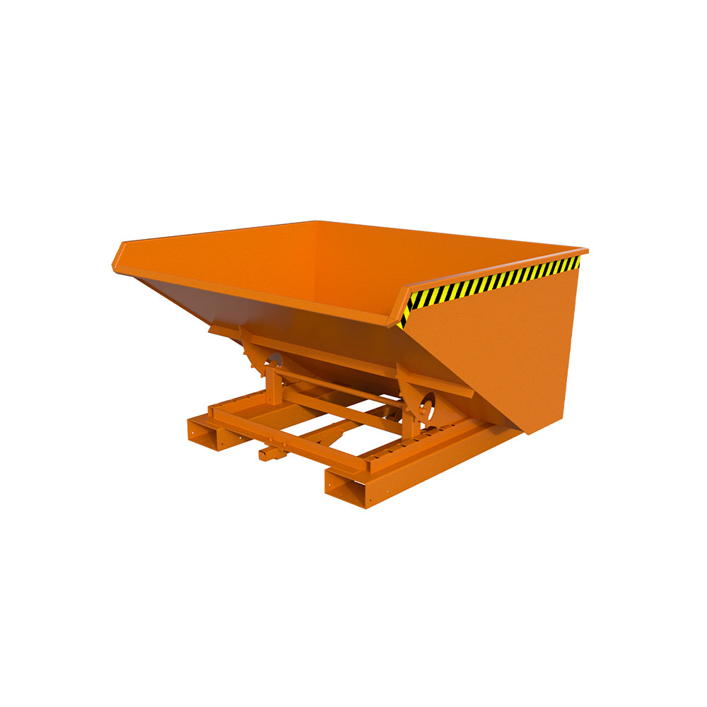 Automatisk tippcontainer 4A / S4A 900 i orange RAL 2000, med tre lägen för tömning.