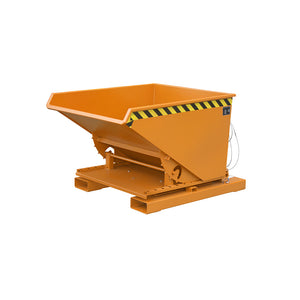 Tippcontainer 3S / S3S 600 i orange RAL 2000, roterande botten och dragvajer.