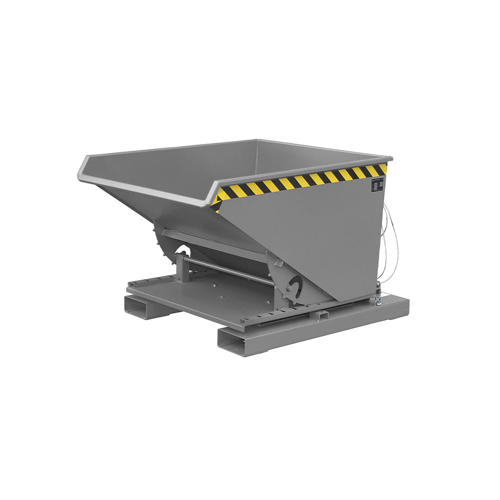 Tippcontainer 3S / S3S 600 i grå RAL 7005, roterande botten och dragvajer.