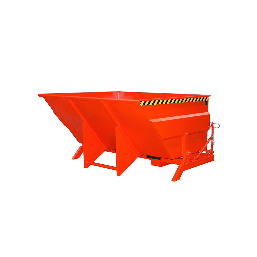 Tippcontainer BKC 200-300 i röd RAL 3000 med tippaxel på sidan