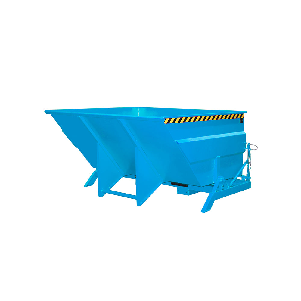 Tippcontainer BKC 200-300 i blå RAL 5012 med tippaxel på sidan