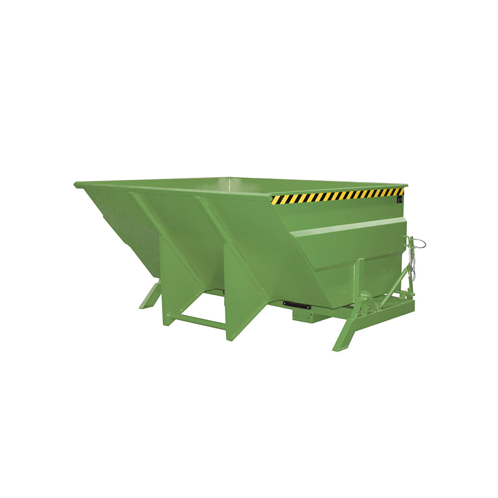 Tippcontainer BKC 200-300 i grön RAL 6011 med tippaxel på sidan