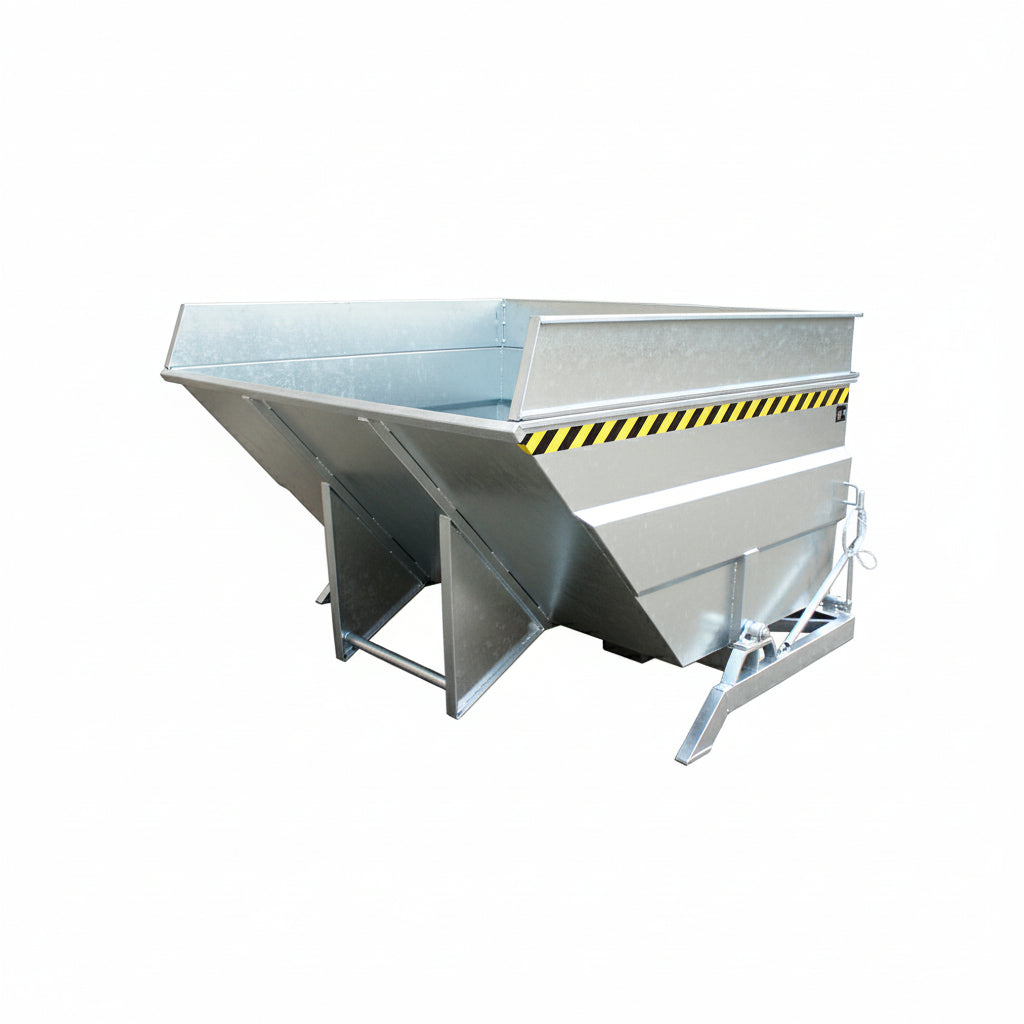 Tippcontainer BKC 400, galvaniserad med förhöjd kant och sidmonterad tippaxel