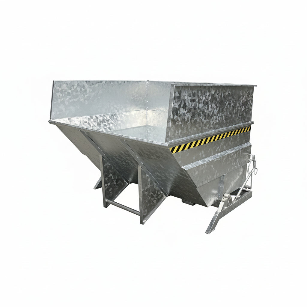 Tippcontainer BKC 500, galvaniserad med extra hög kant och stödben