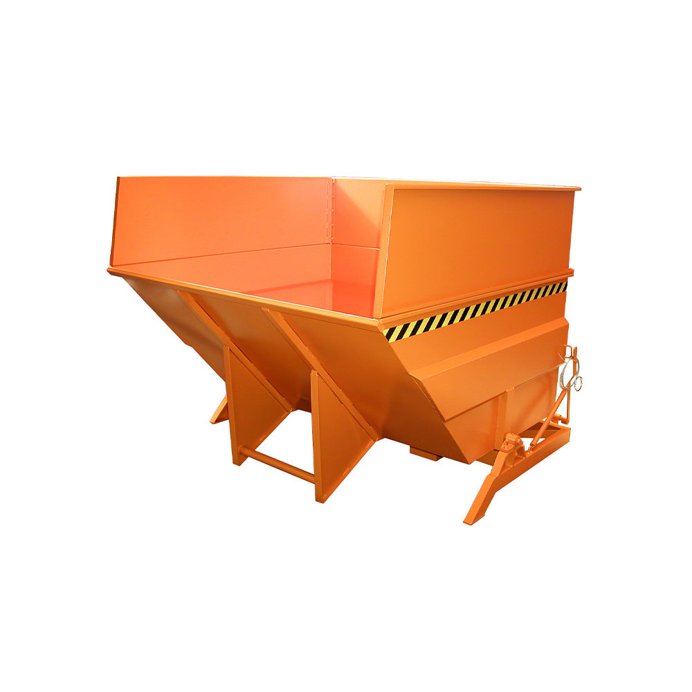 Tippcontainer BKC 500 i orange RAL 2000 med extra hög kant och stödben