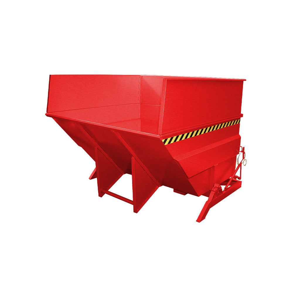 Tippcontainer BKC 500 i röd RAL 3000 med extra hög kant och stödben
