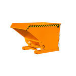 Tippcontainer EXPO® 1200 i orange RAL 2000, med säkerhetskedja och gaffelhylsor.