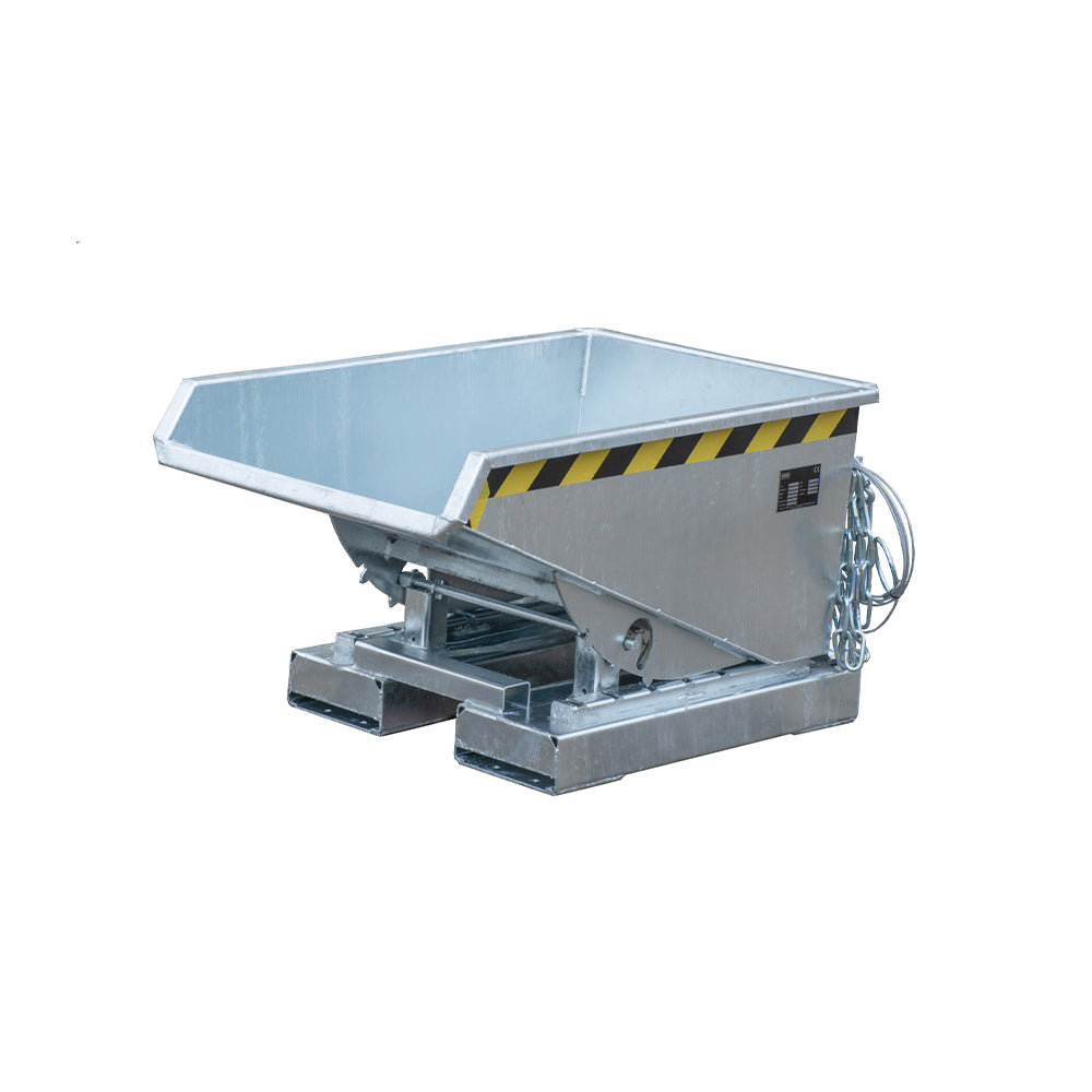 Tippcontainer EXPO® 150 galvaniserad, liten och robust variant med manuell tippning