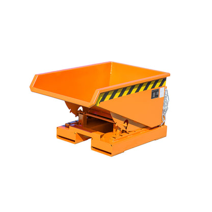Tippcontainer EXPO® 150 i orange RAL 2000, liten och robust variant med manuell tippning
