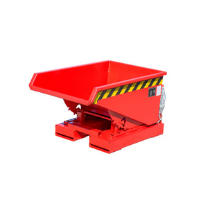 Tippcontainer EXPO® 150 i röd RAL 3000, liten och robust variant med manuell tippning