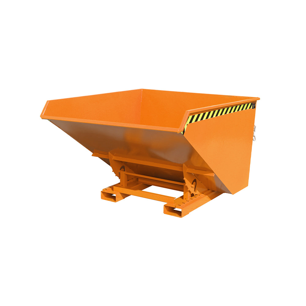 Tippcontainer EXPO® 1700-2100 i orange RAL 2000, stor och robust stålkonstruktion.