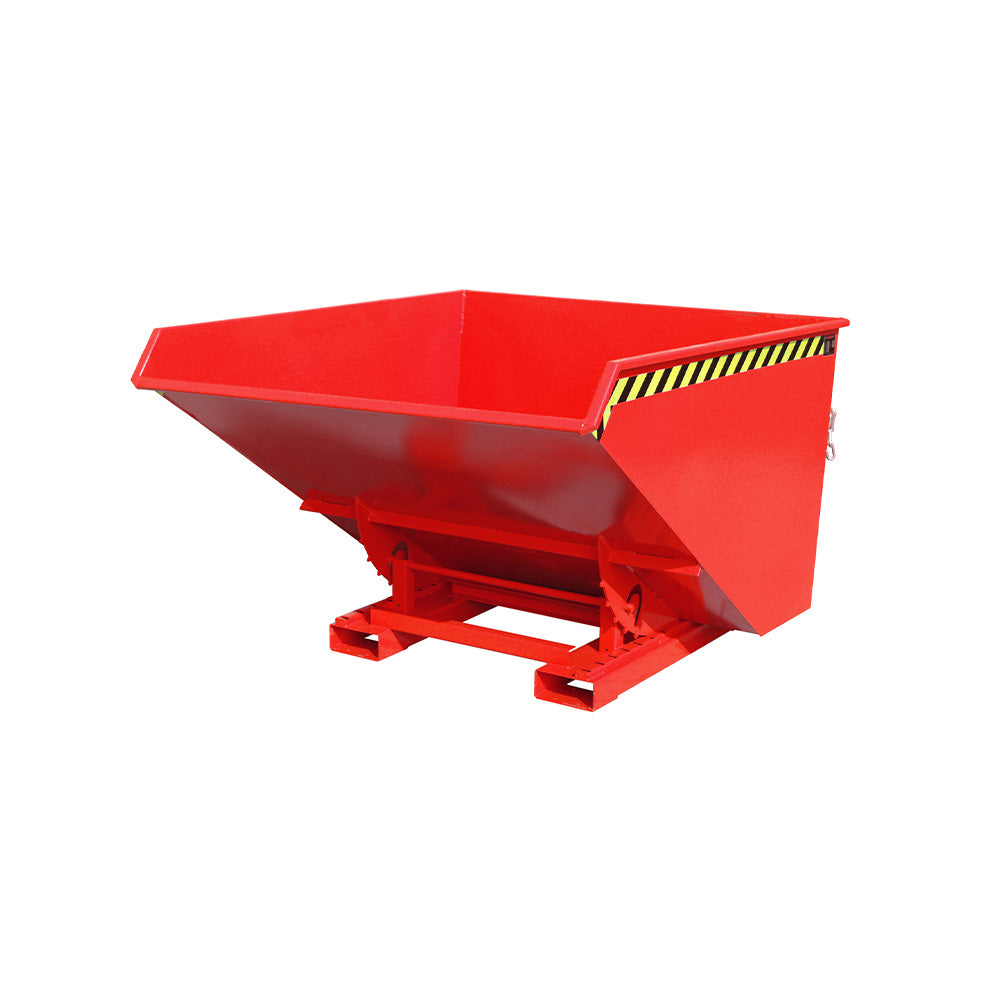 Tippcontainer EXPO® 1700-2100 i röd RAL 3000, stor och robust stålkonstruktion.