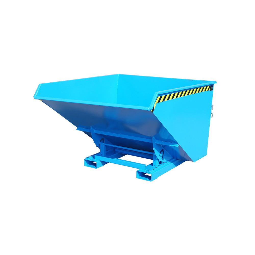 Tippcontainer EXPO® 1700-2100 i blå RAL 5012, stor och robust stålkonstruktion.