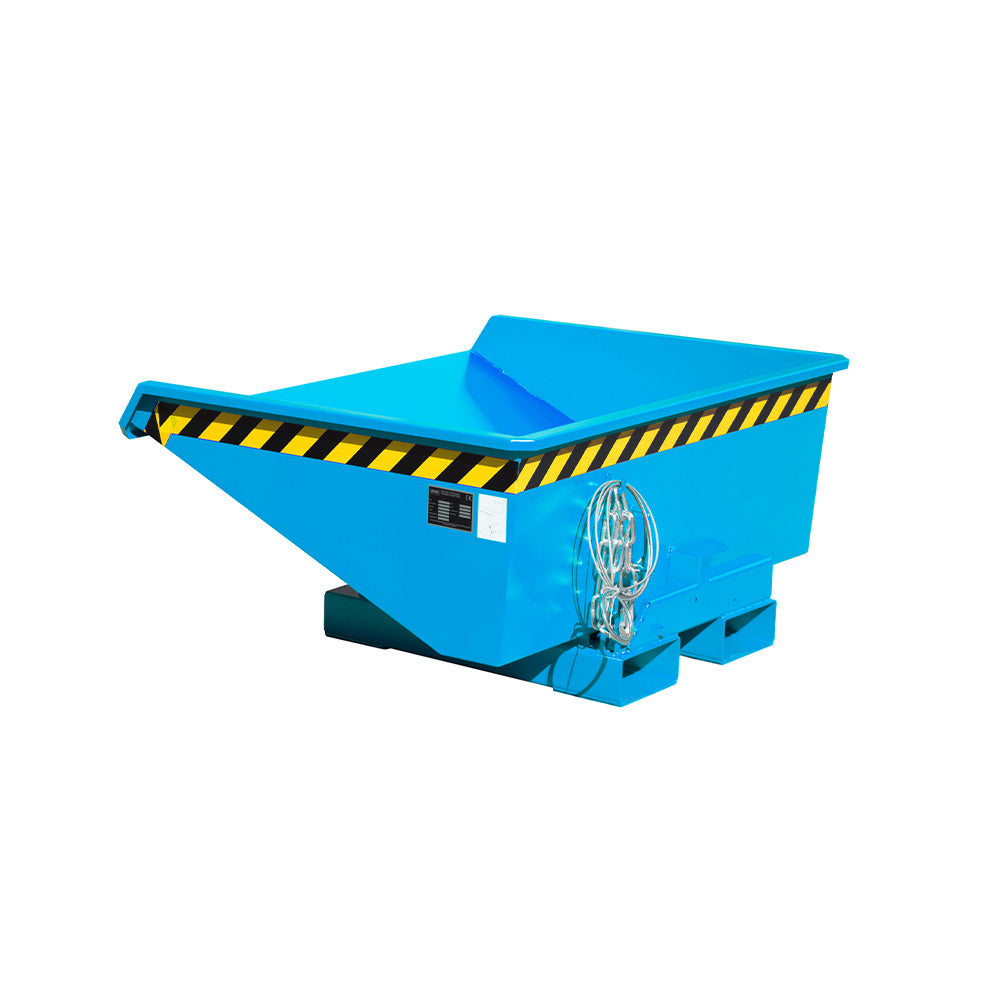 Tippcontainer EXPO® 225-275 i blå RAL 5012, låg och robust i stålkonstruktion.