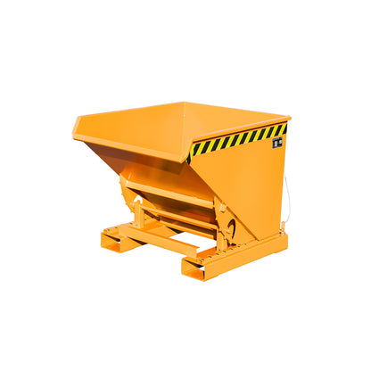 Tippcontainer EXPO® 300 i orange RAL 2000, kompakt konstruktion med tippande mekanism.