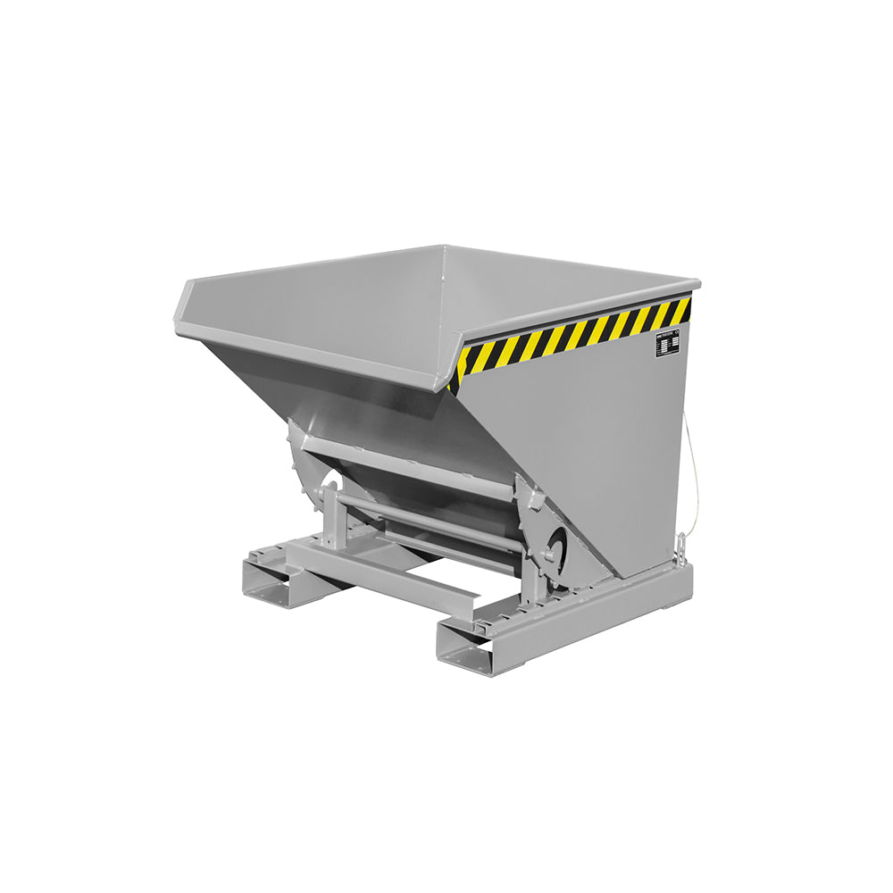 Tippcontainer EXPO® 300 i grå RAL 7005, kompakt konstruktion med tippande mekanism.
