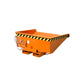 Tippcontainer EXPO®-E 225-275 för spån i orange RAL 2000, låg höjd med avtappning.
