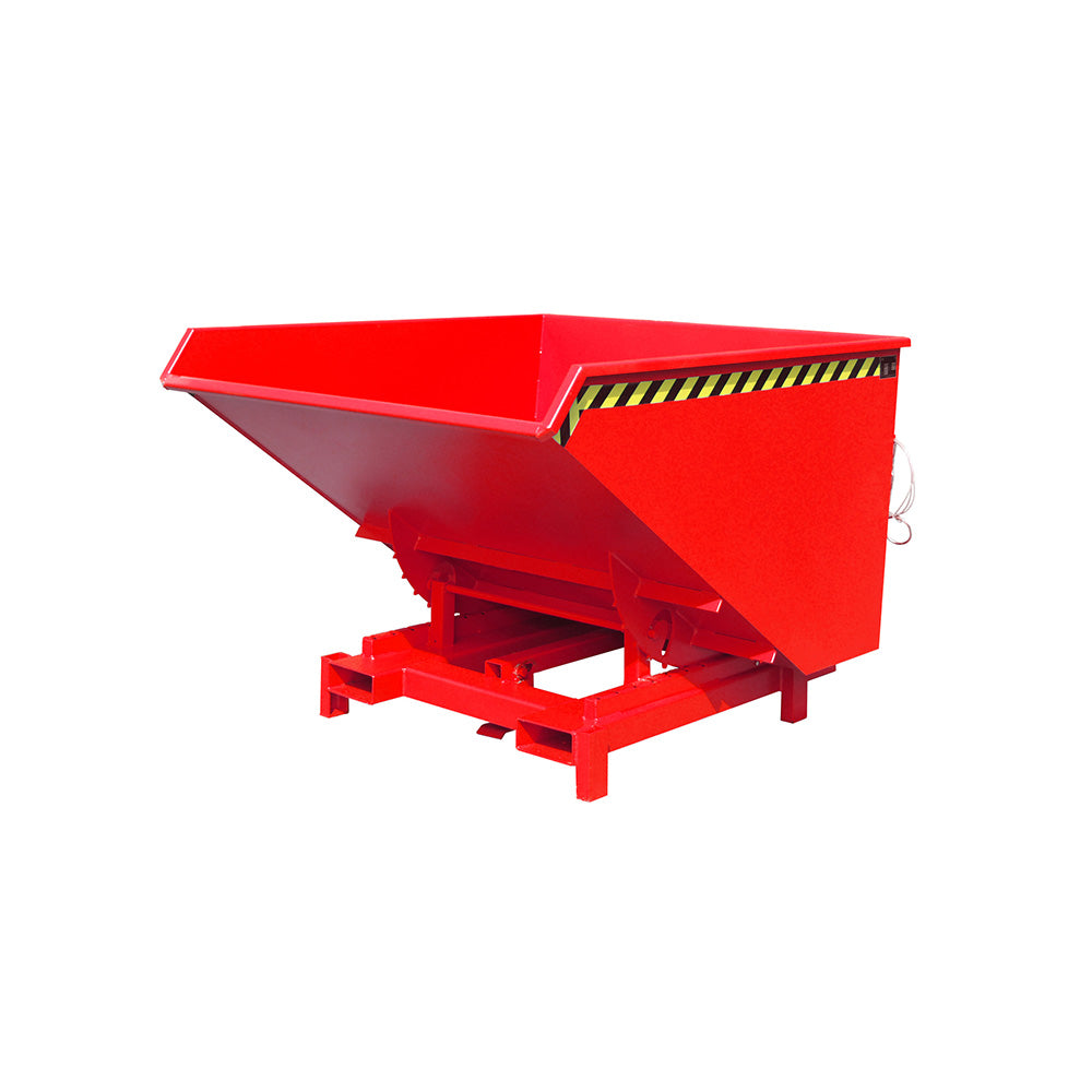 Tippcontainer SK Heavy Duty i röd RAL 3000 med vajer och frigöringsfot