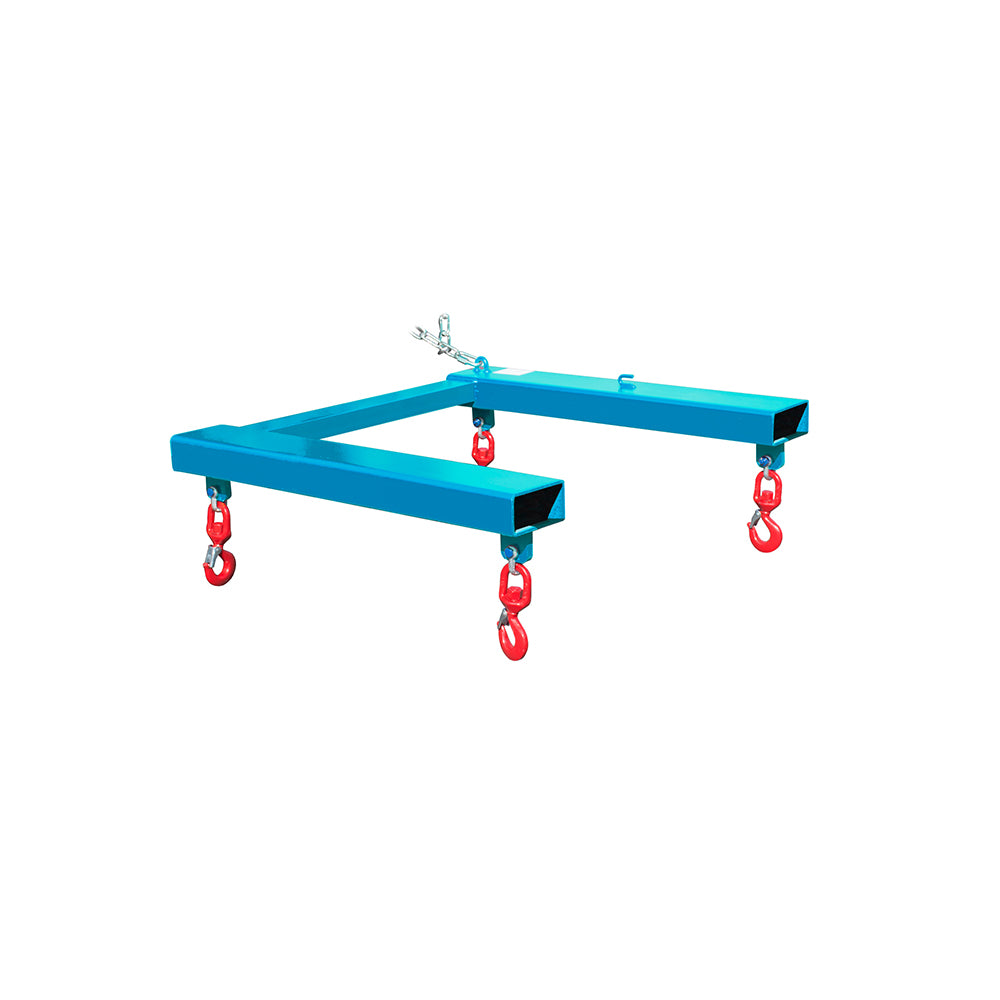 Lyftbalk TBB-W för stora säckar med gaffelhylsor och fyra krokar i blå RAL 5012