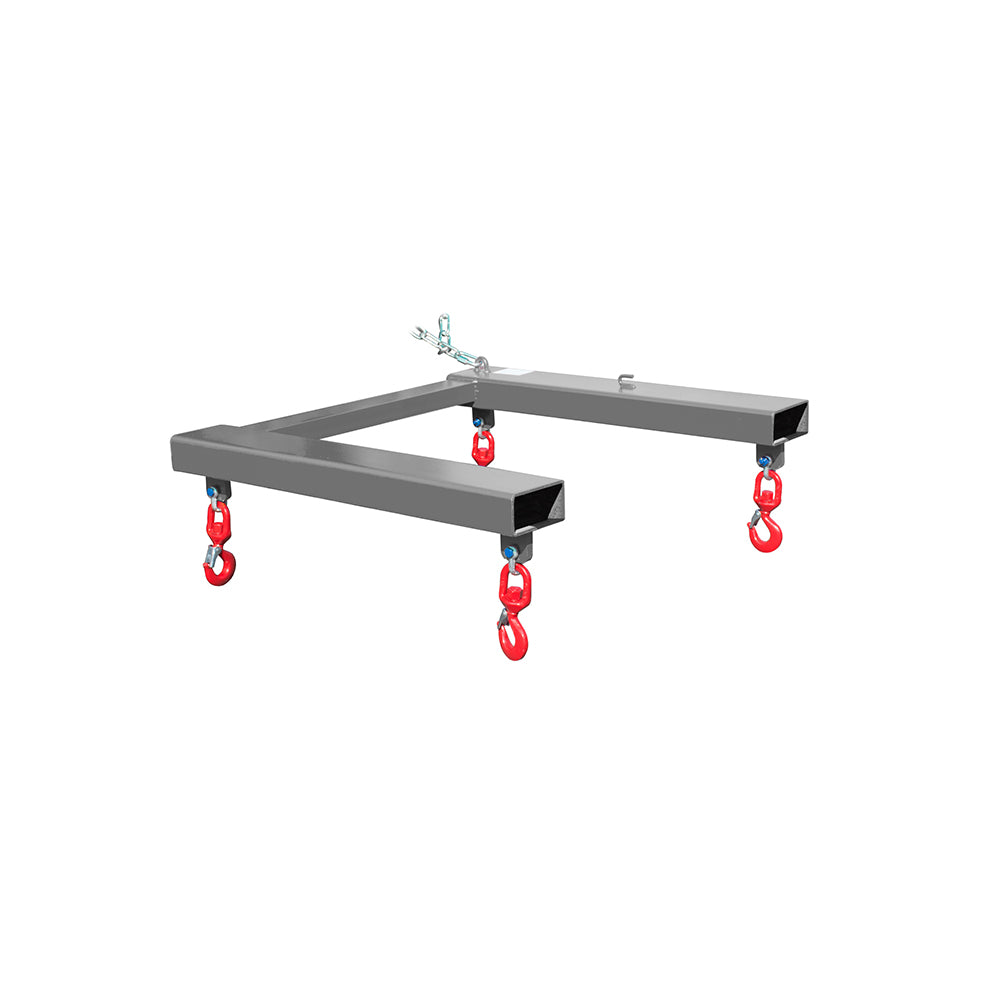 Lyftbalk TBB-W för stora säckar med gaffelhylsor och fyra krokar i grå RAL 7005